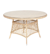 Стол уличный стеклянный Порье из искусственного ротанга